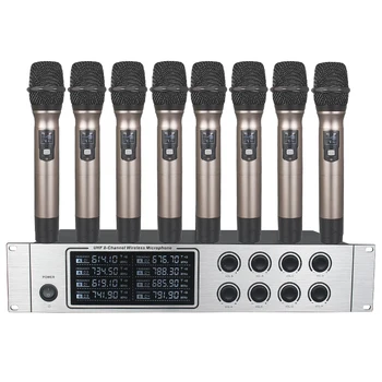 EPXCM/GU-880 Безжичен UHF микрофон система Професионален микрофон 8-канален професионален динамичен 8 джоба на караоке-сцената KTV