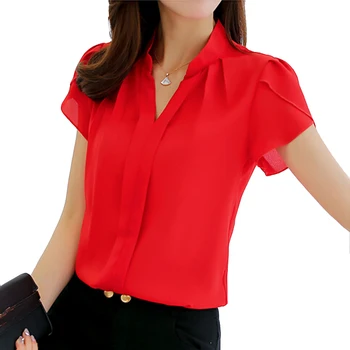 2023 Женска риза, шифоновые блузи, дамски блузи с къс ръкав, стилен дамски официалната офис блуза, шифоновая риза, дрехи