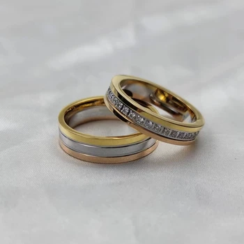 2032 Ново европейското и американското класическо трикольор златен пръстен от сребро S925, позлатени бижута на модната марка, подаръци