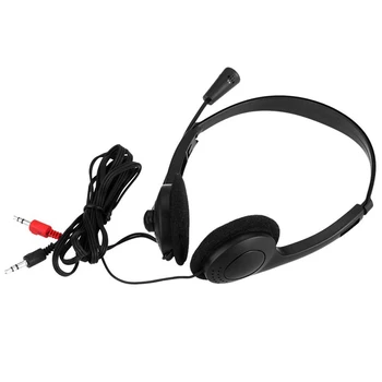 3,5 мм жичен стерео слушалки, шумоподавляющие слушалки с микрофон, с регулируема лента за глава за настолен компютър, лаптоп