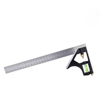 300 мм Опитайте квадратен набор от Точен инструмент за измерване от неръждаема стомана, разход на квадратен правоъгълен майстор-дърводелец, ъглов ниво, на линия