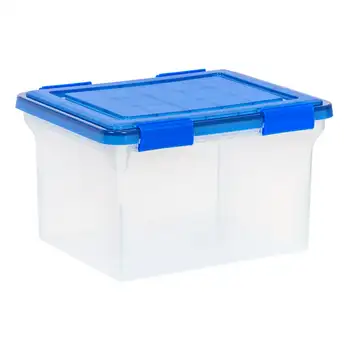 32 Литров Полагане на WeatherPro™ Прозрачна Пластмасова Кутия За съхранение на юридически файлове със Синя Капачка Цифрови часовници Термометри дигитален Термометър d