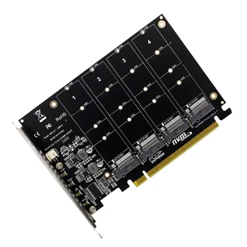 4 порта M. 2 NVMe SSD за PCIE X16M, конвертор на твърдия диск, четец на карти за разширяване на скоростта на предаване на 4x32 gbps