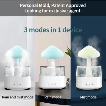 450 мл мини-овлажнител за въздух с гъбен дъжд, дизайн на дъждовен облак, цветни лека нощ, ароматни дифузьор, USB-дифузьор, устройство за създаване на мъгла