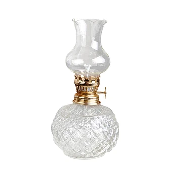 4X Керосин лампа за помещения, класическа керосин лампа с абажуром от прозрачно стъкло, аксесоари за дома и църквата