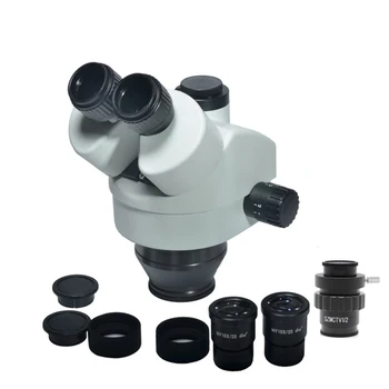 7X-45Ч Стереомикроскоп с едновременното фокусно разстояние, Тринокулярный Увеличение, Корона за микроскоп WF10X/20, Окуляр SZMCTV1/2, CCD C-mount, Аксесоари за микроскопия