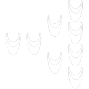 8 бр. колие от изкуствени перли TINKSKY 15 м, женско модно дълга перлена огърлица с окачване за костюмированной партита (бял)