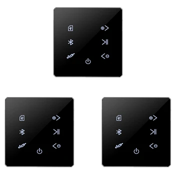 ABGZ-3X Bluetooth усилвател на стената USB SD карта музикален панел умен дом фонова стерео аудио система ресторант на хотела (черен)