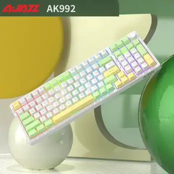 Ajazz AK992 Ръчна Детска Клавиатура Жичен RGB Подсветката 100 комбинации Bluetooth Клавиатура С гореща замяна Клавиатура Безжична 2,4 G USB Трехрежимная