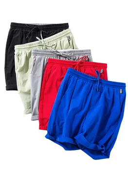 Anbican Модерни червени ежедневни панталони мъжки летни нови маркови бързо съхнещи свободни къси мъжки плажни шорти голям размер 5XL 6XL 7XL 8XL