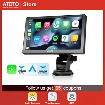 ATOTO P8 Джобно Автомобилното радио на Безжични CarPlay Android Auto 7-Инчов QLED Сензорен екран с Подавлением отблясъци GPS Навигация Автомобилна Стерео уредба