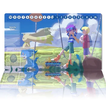 Digimon Playmat Veemon Terriermon DTCG CCG Игра Търговски Карти, Игри Мат Аниме Подложка За Мишка Настолен Мат Игрови Аксесоари Zone Bag