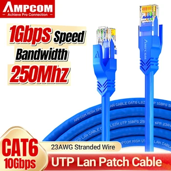 Ethernet кабел AMPCOM Cat 6 основа cat6a, Кръпка-Въжета Интернет-мрежа (LAN), Високоскоростен Компютър Wire, Rj-45, Конектори за Маршрутизатор-Модем
