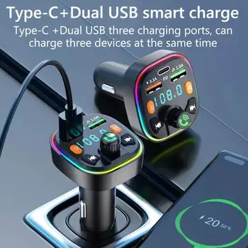 FM Предавател FM Модулатор Type C 3.1 A USB Зарядно устройство за Бързо Зареждане на Mp3 Комплект за Кола Плейър Хендсфри 5.0 Автомобилен Bluetooth H0Q2