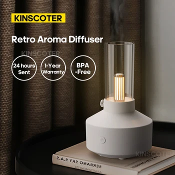 KINSCOTER Ретро ароматни дифузор етерично масло led лампа с нажежаема жичка лека нощ овлажнител на въздуха работа 5-8 часа Подарък за дома в спалнята