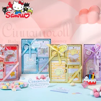 Sanrio Melody Kuromi Hello Kitty Подарък Кутия Cinnamoroll Pochacco Референтен Подарък Кутия Комплект Бележник с магнитна Бутон със Специална форма от изкуствена кожа