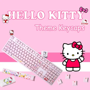 Sanrio Капачки за ключове Карикатура аниме Hello Kitty Механична клавиатура Прозрачни капачки за ключове с напречната ос Аксесоари за клавиатура Подаръци за момичета