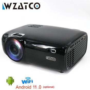 WZATCO E600 Led Проектор 1080p, 4K 3D Видео Външен Android 11,0 по Избор Wifi Умен Преносим Проектор за домашно Кино Proyector