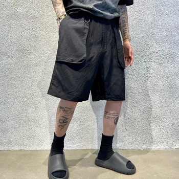 Yohji Yamamoto Тъкани къси панталони-карго с функционален джоб и защита от почивки, Летни Мъжки Леки, бързо съхнещи Панталони Година 3 Quarter