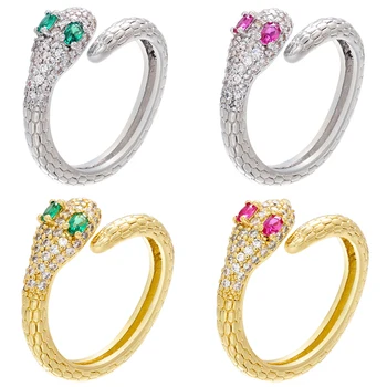 ZHUKOU CZ crystal златен цвят, сребърен цвят, женски регулируеми пръстени, творчески пръстени във формата на змии за партита 2020, моделът на бижута: VJ31
