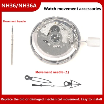 Аксесоари за часовници с механизъм NH36/NH36A + дръжка за механизъм + игла, комплект за автоматично механичен механизъм за часовници