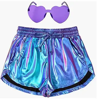 Брилянтна лятна плажни дрехи за момичета, отразяващи шорти с завязками, дамски къси панталони за йога, джогинг, фитнес, секси къси панталони