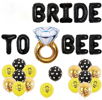 Булката Пчела Душ Украса За Младоженци Булката Пчела, Балон Банер Годеж Сватба За Доставки На Черно Злато Пчела Балони