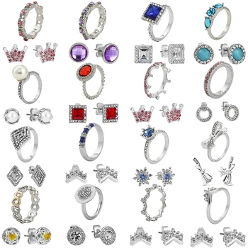 Висококачествени, маркови пръстени с кристал диадема и обеци-карамфил за жени, бижута сватба и за годеж, подарък за парти, директна доставка