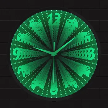 Гейм Контролери LED Infinity Междузвездното Огледални Стенни Часовници Декор Игрална Стая Геймпад лека нощ Неонова реклама Стенни Часовници
