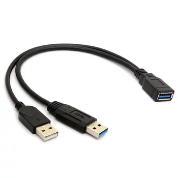 Двойна USB удължителен кабел A-Male Към 2 A-Female Y-Образному Кабел захранващ Адаптер Конвертор USB2.0 Мъжки към 2-ма USB Женски Y-ОбразныйРазветвитель Зарядно устройство