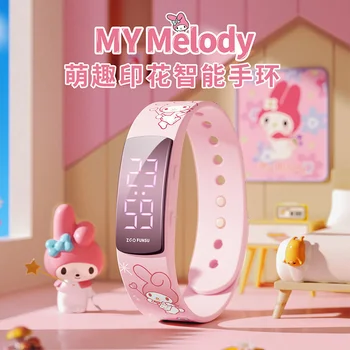 Детски мультяшные дамски часовници Sanrio Kawaii, водоустойчив студентски спортни часовници Melody Cinnamon Roll, електронна гривна за часа