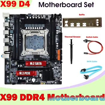Дънна платка X99 + Стена + Кабел SATA + Кабел за превключване + Термопаста LGA2011-3 Поддръжка на DDR4 4X32G За процесора E5-2678 V3 E5 2676 V3