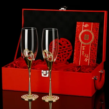Европейски стил, чаша за шампанско с мехурчета, комплект за вино, кристална чаша, чаша за вино, сватбен подарък, чаша за двойки
