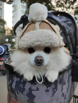 Зимна шапка за кучета, за топлото капачка за кученце, красива кашмир шапчица за френски булдог, плюшено шнауцера, аксесоари за домашни любимци