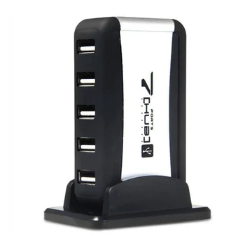 Издръжлив 7-портов за високоскоростен USB 2.0 хъб, 5, преносим мини-сплитер с базовия адаптер, захранване за КОМПЮТЪР-лаптоп