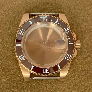 Калъф за часовник от Розово злато SUB Подходящ за MIYOTO 8215 2813 Япония Механизъм за самостоятелно ликвидация 28,5 мм-29 мм Циферблат Сапфир Кристал, Покривала за часа за Гмуркане