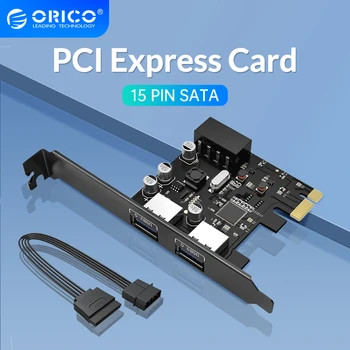 Карта за разширяване на ORICO PCI Express USB 3.0 2 Порта PCI-E 15 Pin SATA до Голям 4-номера за контакт Интерфейс със скорост 5 Gbit/s За Компютърни Компоненти