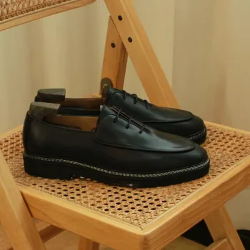 Класическа реколта работна обувки за мъж от естествена кожа, комфортни мъжки дерби за почивка