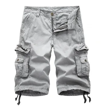 Летни памучни военни тактически панталони мъжки Модни ежедневни маркови свободни къси панталони мъжки улични шорти за къмпинг, риболов Мъжки къси панталони-cargo