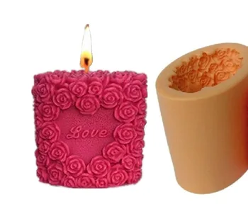 Любов, розово сърце, 3D силиконова форма за свещи, украса на сватбена торта, свещи, форми за извършване на работи, форма за сапун, инструмент за стабилизиране на параметрите