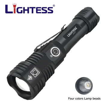 Мощен led фенер, която се презарежда чрез USB, 4 цветен фенер, тактически фенер, ръчна лампа за къмпинг