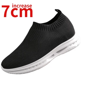 Мъжки маратонки, уголемени 7 см, дизайнерски обувки за всеки ден за спорт и отдих, лятна обувки с выдолбленной дишаща мрежа, мъжки обувки с повишена обувки