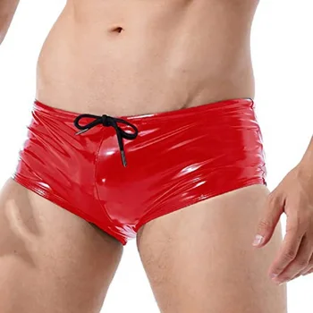Мъжки сексуални гланц гащи, панталони, бельо, стилни лъскава еластична изкуствена кожа