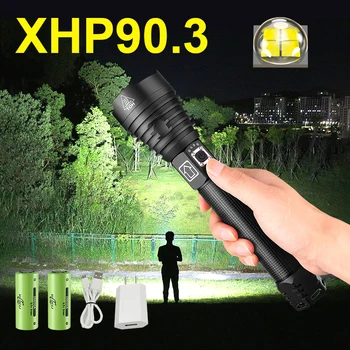 Нов XHP90.3 Мощен led Фенерче 18650 Акумулаторна батерия USB тактически фенер XHP90 XHP70 Zoom ловен Фенер светкавица