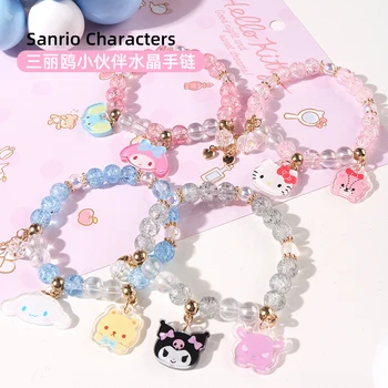 Нова мода Sanrio Kuromi My Melody Cinnamoroll Серия Little Partner Скъпа гривна от кристални, расшитый мъниста, подарък за приятелки