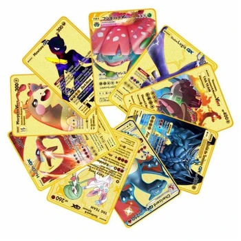 Нови 20 Картички с Покемонами Метални Английски Kapikachu I Choose You GX EX Vmax Колекция подарък Картички за Рожден Ден Суперигра Аниме Детски Играчки