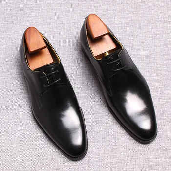 По-големи размери 6-10, Мъжки Oxfords Ръчна изработка, Ръчно изработени От Естествена Кожа, Висококачествени Мъжки Модел Обувки, Класически Бизнес Официалните Обувки За Мъже