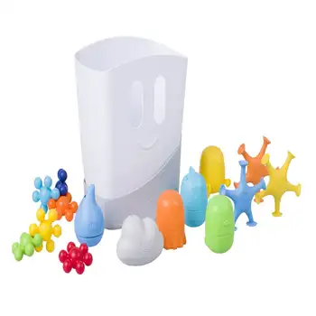 Подаръчен Комплект за Играчки за детска баня, Включва Кошница за сушене на играчки и 12 Играчки за баня, Могат да се мият в съдомиялна машина, Необходим подарък за дете, вещи от първа необходимост за къпане