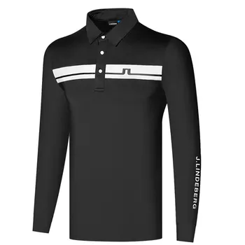Пролет-есен облекло за голф, мъжки тениски за голф с дълъг ръкав, дишаща бързосъхнеща спортна риза за тренировки на открито