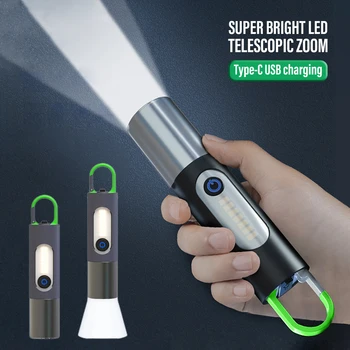 Супер ярки led фенерче XHP50, работно лампа, акумулаторна лампа за палатка, водоустойчива лампа за къмпинг, риболов, фенерче с увеличение, ключодържател
